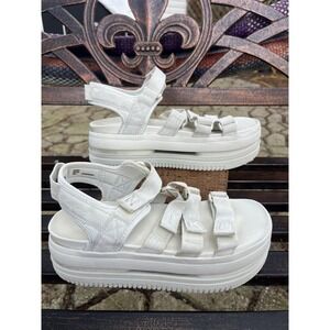 Nike Geta Platform Sandals Womens Size 8 White FJ2596-002 Strappy Chunky Sole